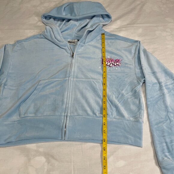 Forever 21 Women’s Velour Zip-Up Hoodie Light Blue Size S Soft Plush Y2K Style - Picture 8 of 10